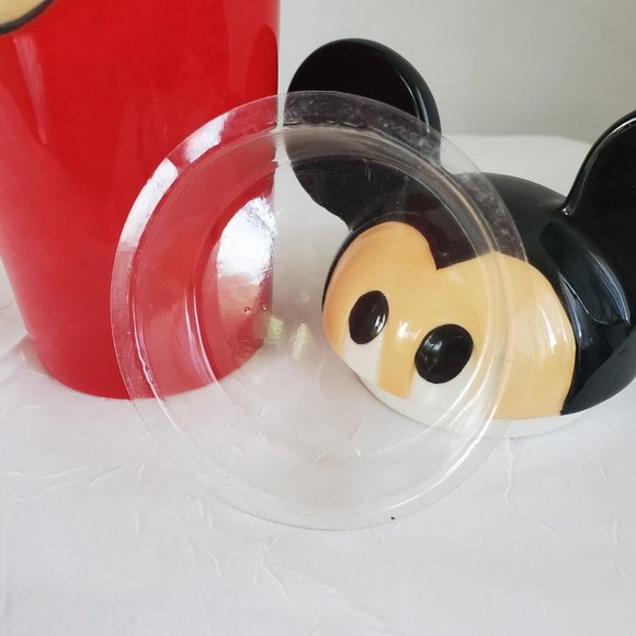 Mickey Mouse Head Mug Disney Theme Parks ceramic with lid, red cup - Picture 7 of 12